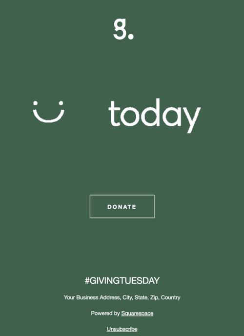 A minimal, green email template for Giving Tuesday.